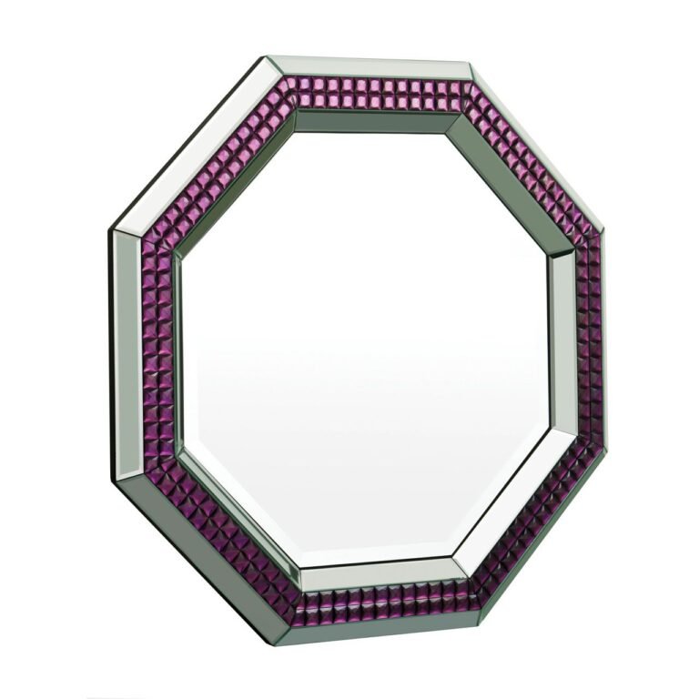 Rik Purple And Clear Mirrored Glass Octagonal Mirror