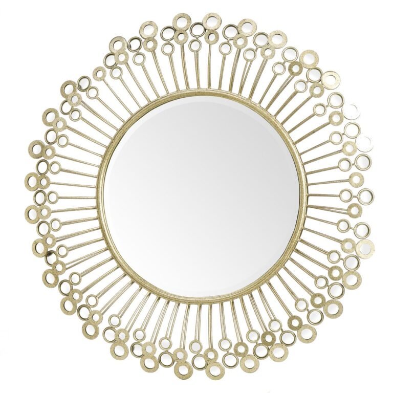 Mirrored Elm Disc Detail Wall Mirror