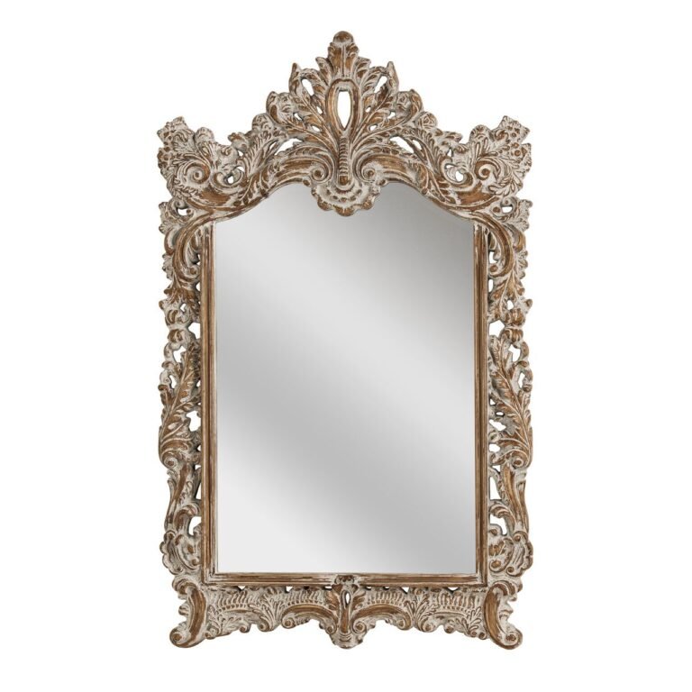 Roque Style Dusty White Finish Wall Mirror