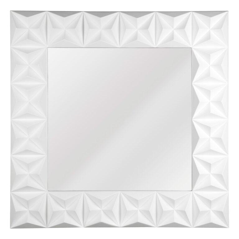 Elm 3D Effect Wall Mirror With White High Gloss Finish
