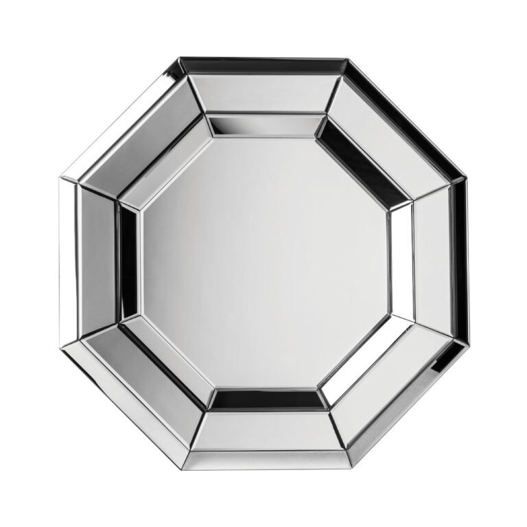 Mirrored Elm Glass Octagonal Wall Mirror