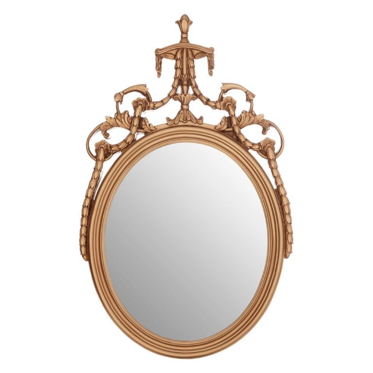 Olk Gold Finish Oval Acanthus Leaf Wall Mirror