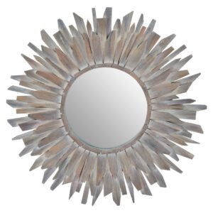 Sunburst Liml Design Grey Wooden Wall Mirror