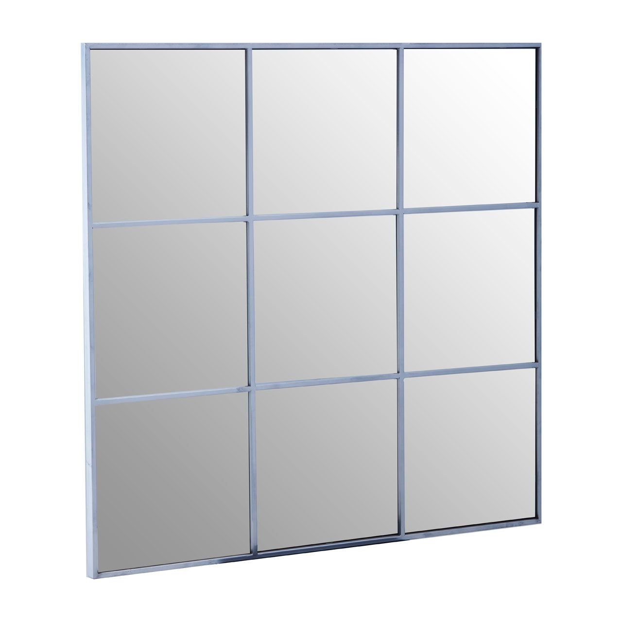 Griddle Wall Mirror With Silver Finish Frame Griddle Wall Mirror With Silver Finish Frame
