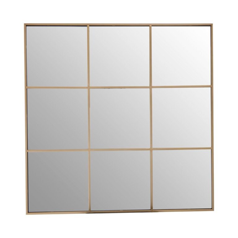 Griddle Wall Mirror With Gold Finish Frame