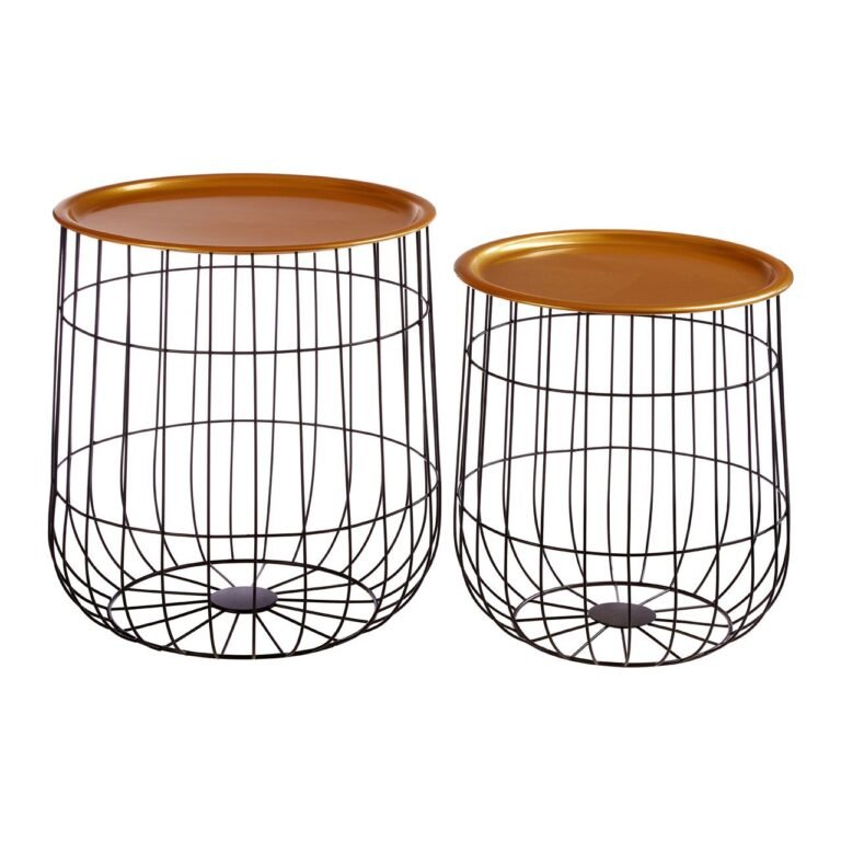 Bou Set Of 2 Black Wire Basket Tables