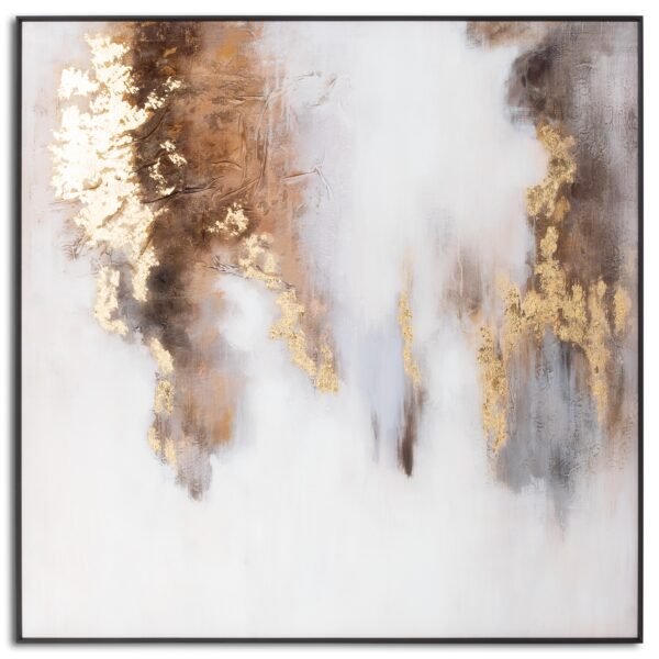 Metallic Soft Abstract Glass Image In Gold Frame