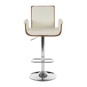 Brook Walnut Wood White Bar Chair With Raised Arms