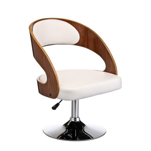 Brook Walnut Wood White Bar Chair With Curved Back