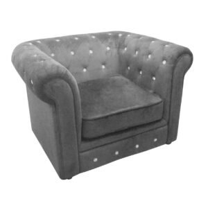 Chacoal Grey Velvet Chesterfield Chair