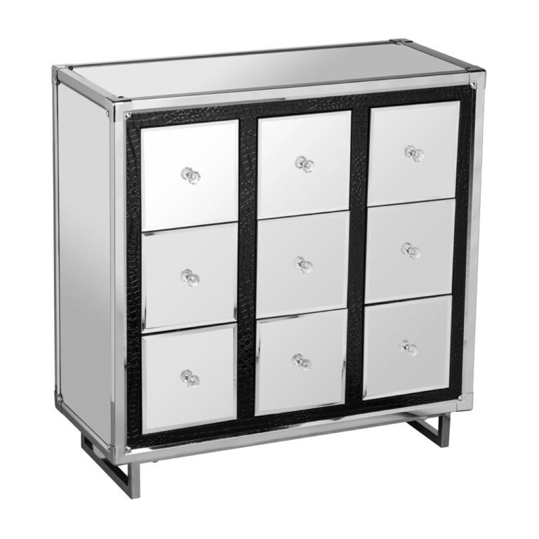 elm 9 Drawer Crocodile Leather Effect Cabinet