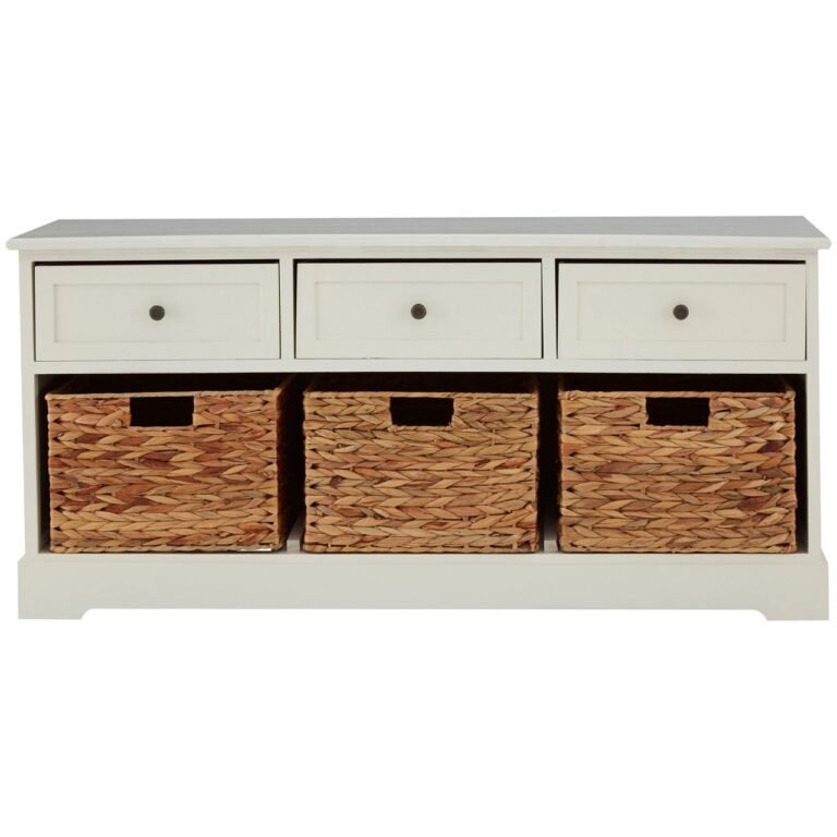 Stanton Ivory 3 Drawer 3 Baskets Bench