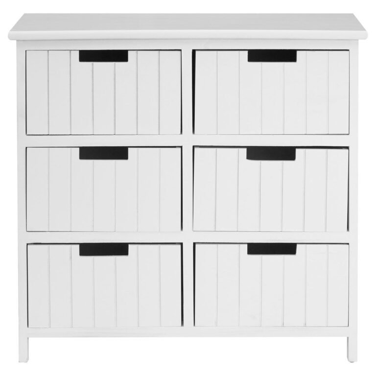 Olv England White Mdf 6 Drawers Chest