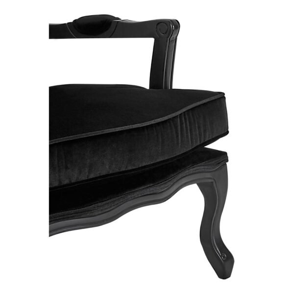 Ococo Black Shiny Velvet Chair And Footstool - Image 3