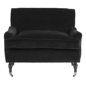 Black Oie Cotton Velvet Large Plush Armchair