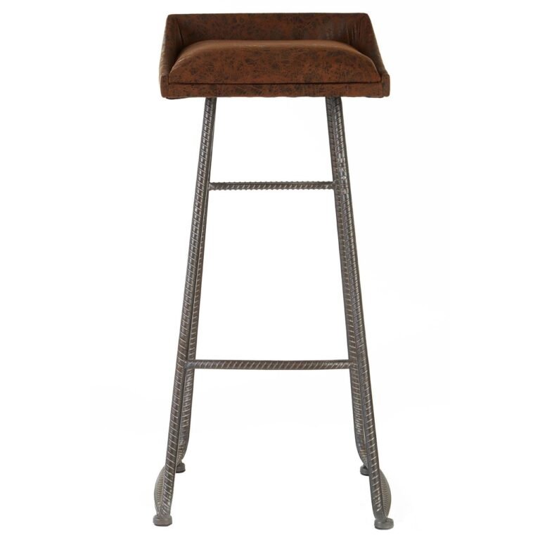 Olv Foundry Brown Leather Effect Bar Stool