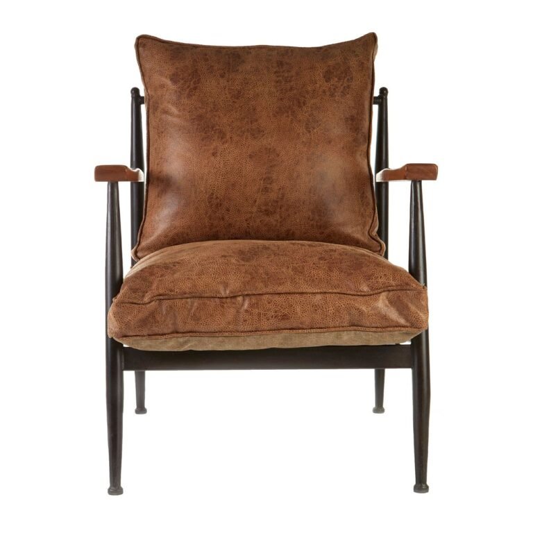Olv Foundry Brown Leather Effect Chair