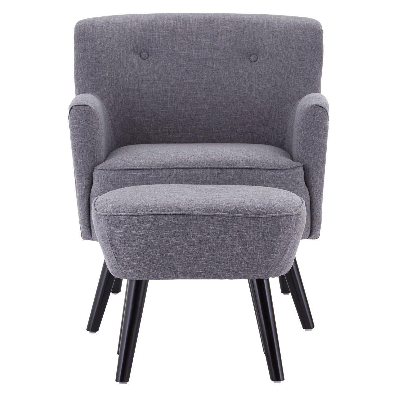 Grey accent chair with footstool hot sale