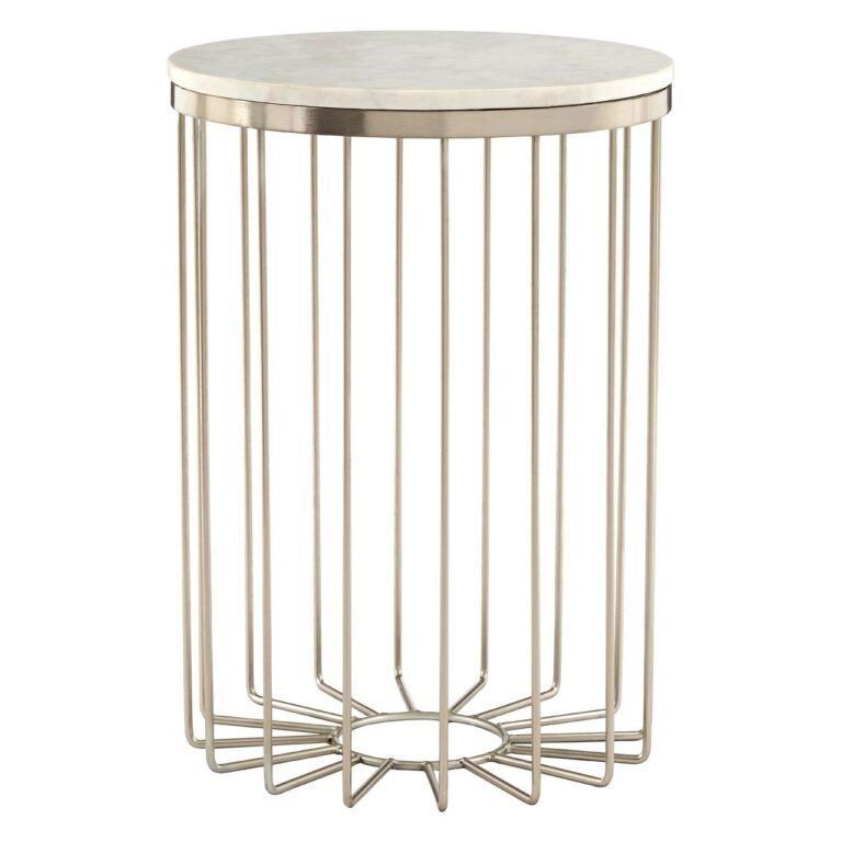 Foxley White Marble Cage Design Iron Table