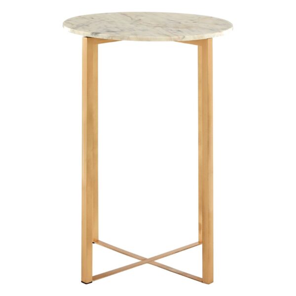 Templar White Marble Table With Lattice Base - LIVING ROOM, Side Tables ...