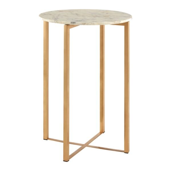 Foxley White Marble Table With Lattice Base - Image 2