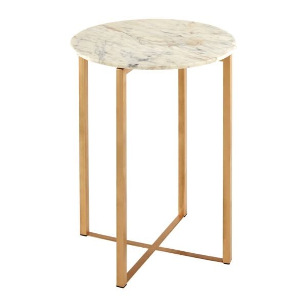 Foxley White Marble Table With Lattice Base - Image 3