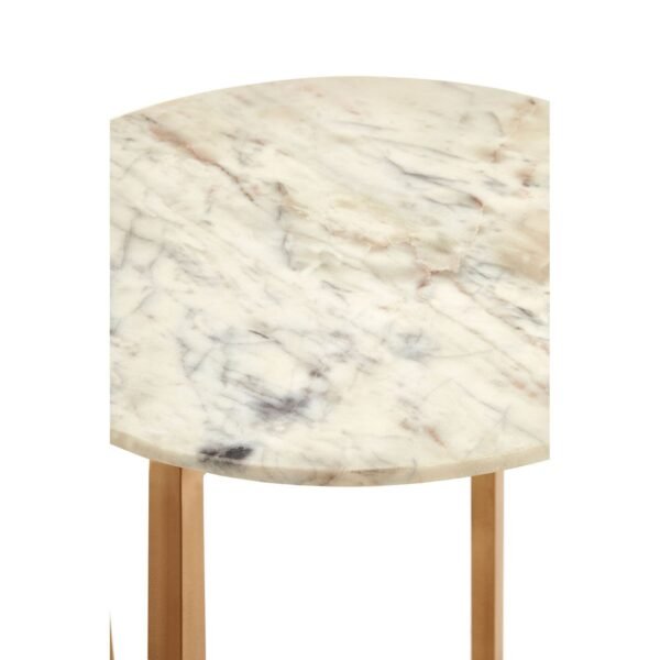 Foxley White Marble Table With Lattice Base - Image 4