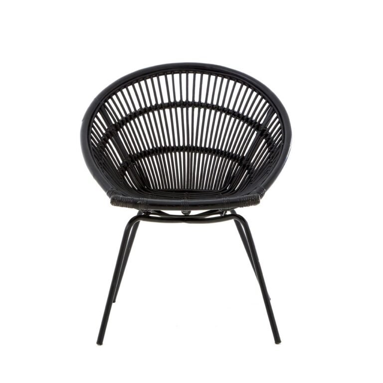 Albury Black Rattan Chair With Iron Legs