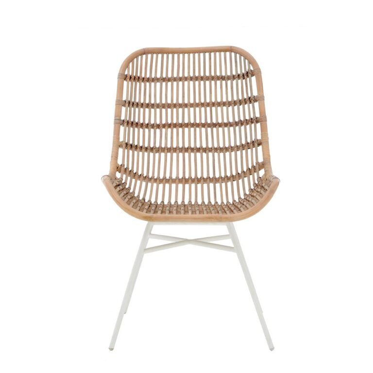 Albury White Wash Iron Legs Rattan Chair