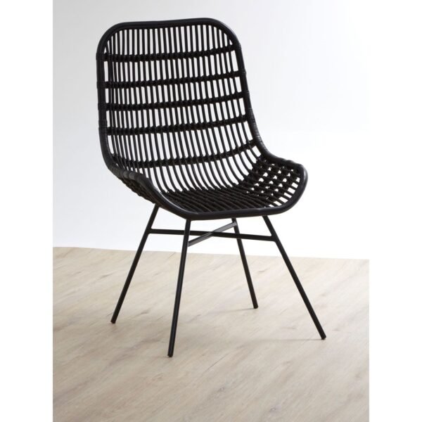 Albury Curved Black Chair With Iron Legs - Image 2