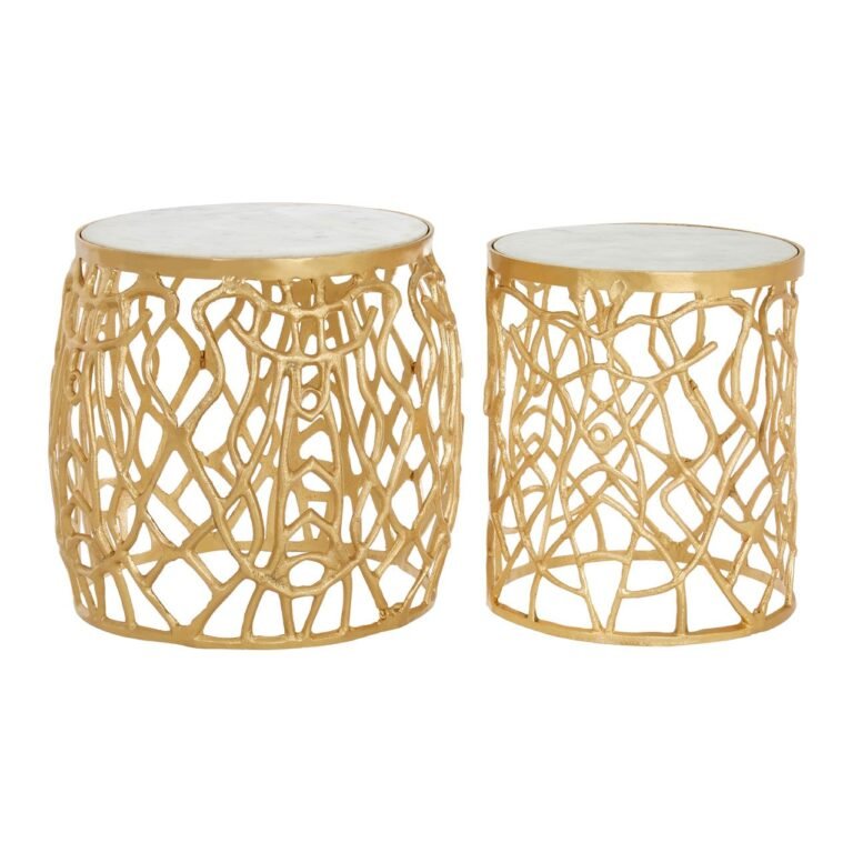 Foxley Gold Finish / Marble Side Tables