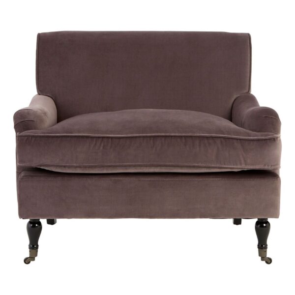 Enk Grey Velvet Plush Armchair