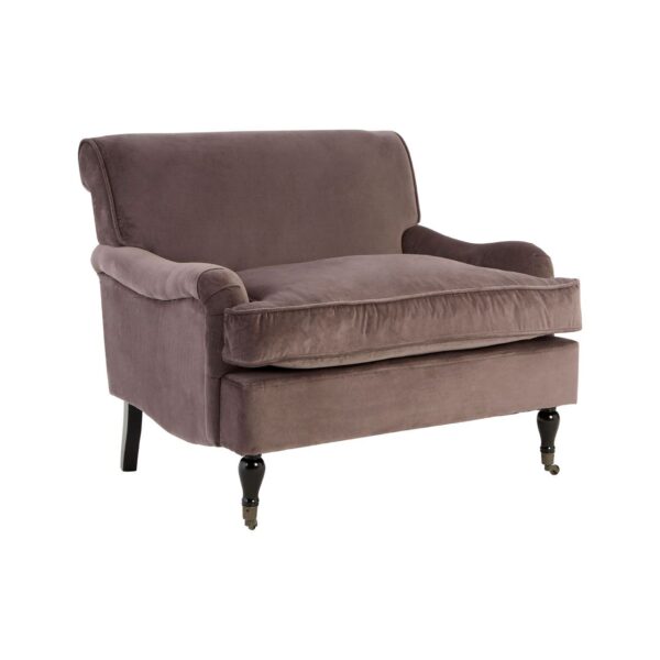 Enk Grey Velvet Plush Armchair - Image 2