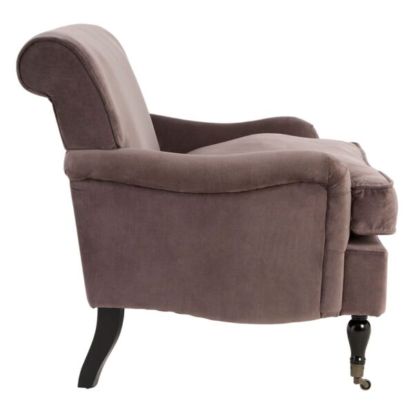 Enk Grey Velvet Plush Armchair - Image 3