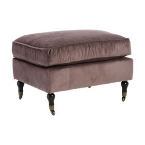 Enk Grey Velvet Plush Footstool