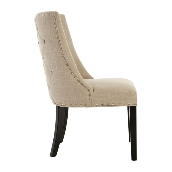 Natural Elm Linen With Curly Back Dining Chair - Image 3