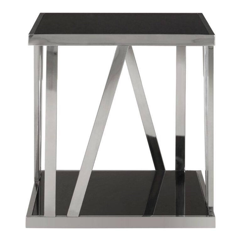 Langley Square Side Table With Bottom Shelf