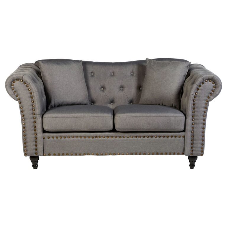 Poise 2 Seat Grey Chesterfield Sofa
