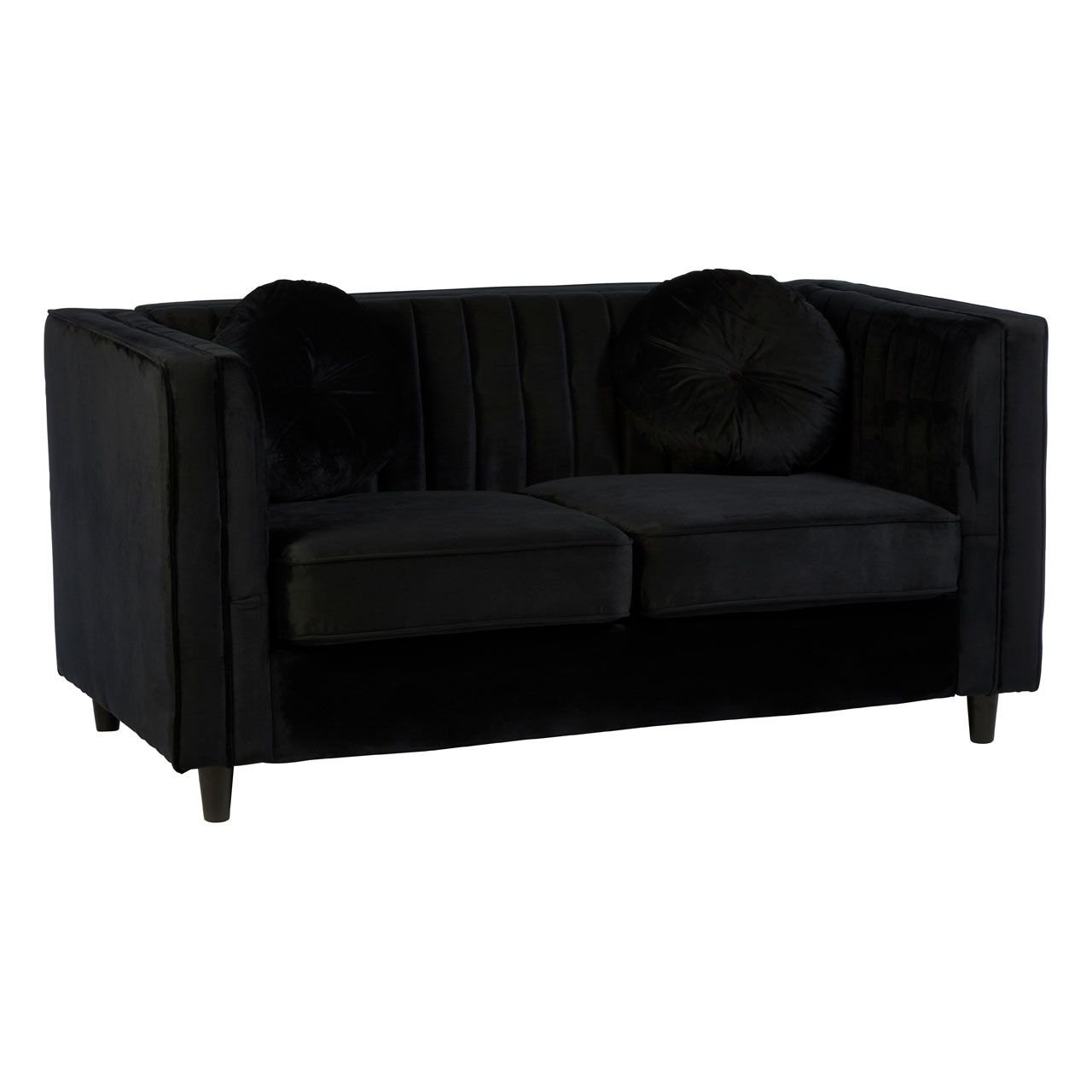 Farah 2 Seat Black Velvet Sofa LIVING ROOM, Sofas Eclectic Niche