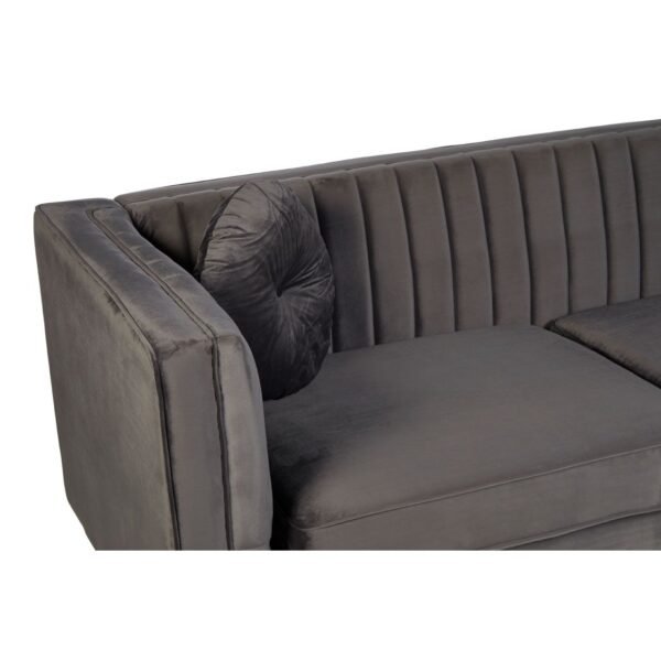 Arume 3 Seat Grey Velvet Sofa - Image 5