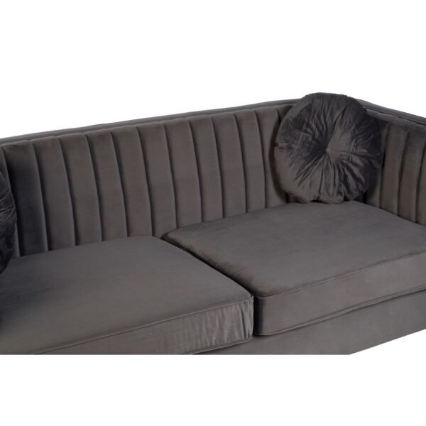 Arume 3 Seat Grey Velvet Sofa - Image 6