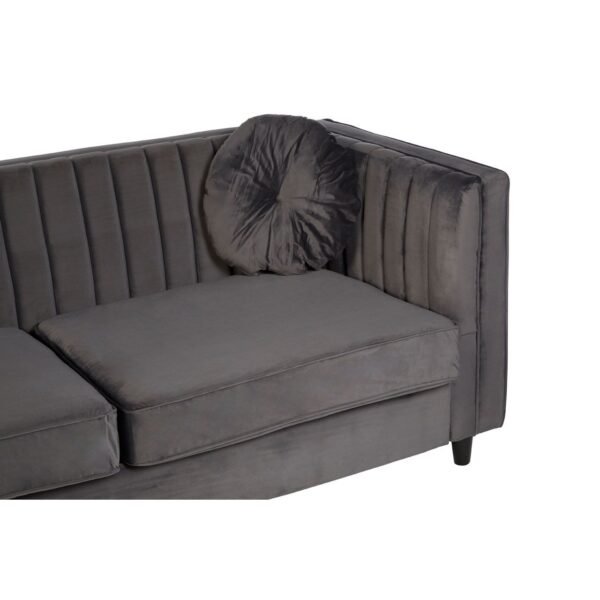 Arume 3 Seat Grey Velvet Sofa - Image 7