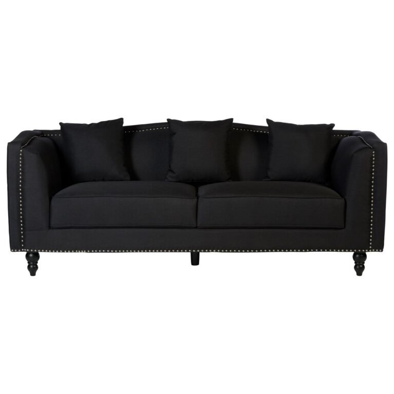 Teya 3 Seat Black Fabric Sofa