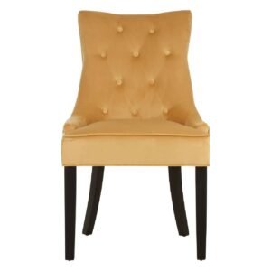 Lavel Light Gold Buttoned Dining Chair