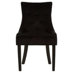 Lavel Black Velvet Buttoned Dining Chair