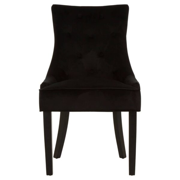 Lavel Black Velvet Buttoned Dining Chair