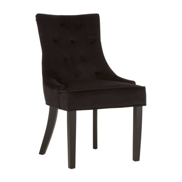 Lavel Black Velvet Buttoned Dining Chair - Image 2