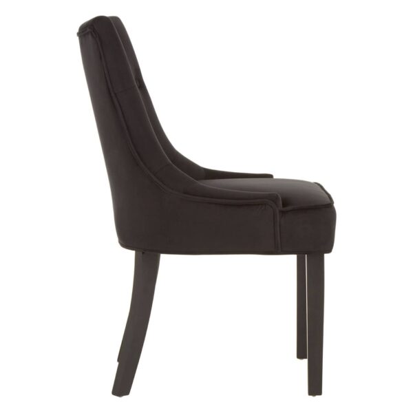 Lavel Black Velvet Buttoned Dining Chair - Image 3