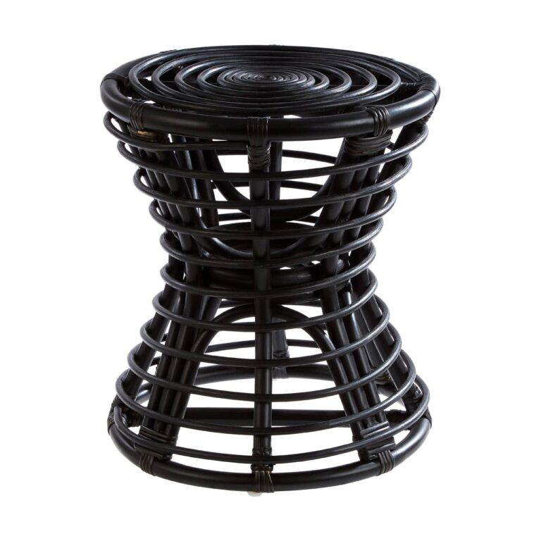 Zaka Black Natural Rattan Stool