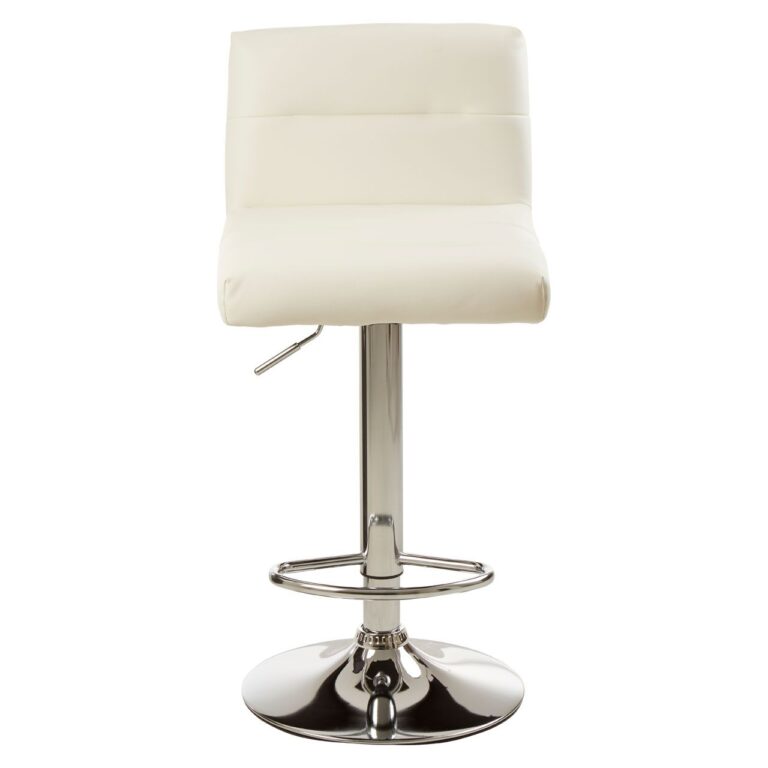 Aina White Seat Bar Stool With Chrome Base